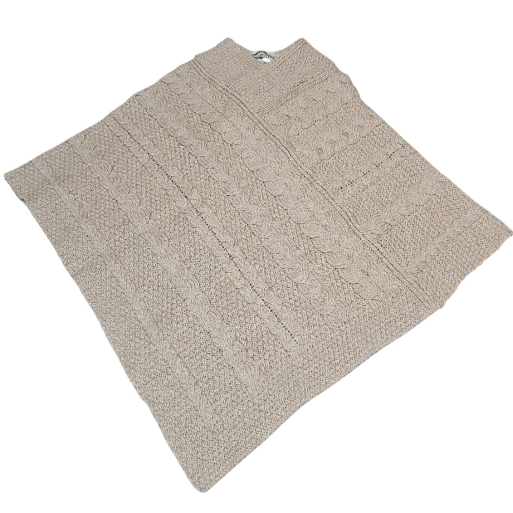 Vintage Aran Crafts Cream Cable Knit Poncho - Picture 2 of 7